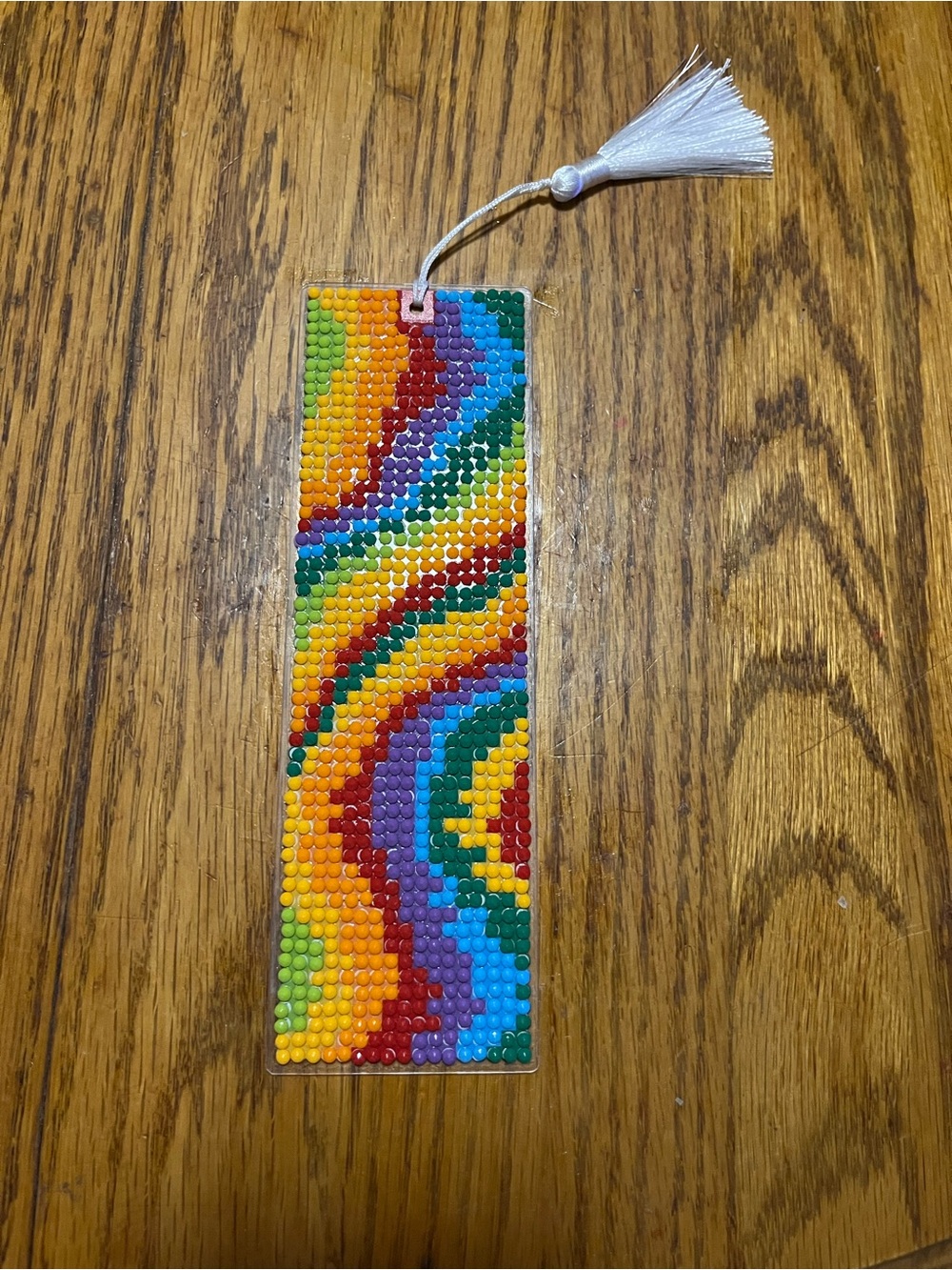 Handmade Multicolor Beaded Bookmark with White Tassel